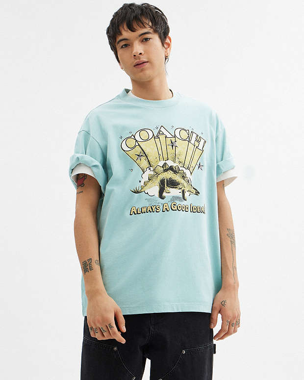 Stegosaurus Relaxed T Shirt In Organic Cotton Blue Haze Blue Haze
