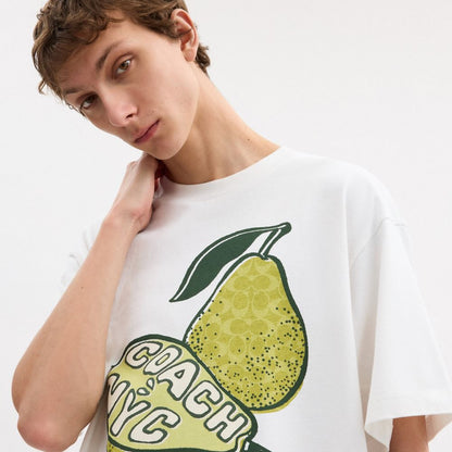 Coach Pear Relaxed T Shirt In Organic Cotton Vintage Ivory