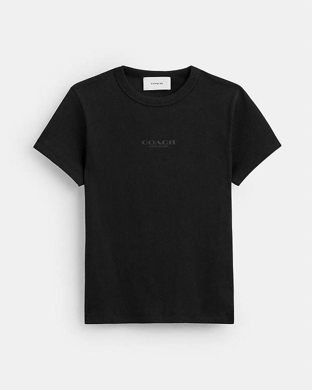 New York Ribbed T Shirt Black Black
