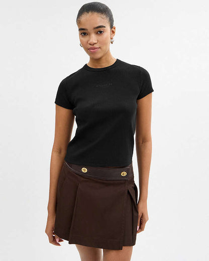 New York Ribbed T Shirt Black Black