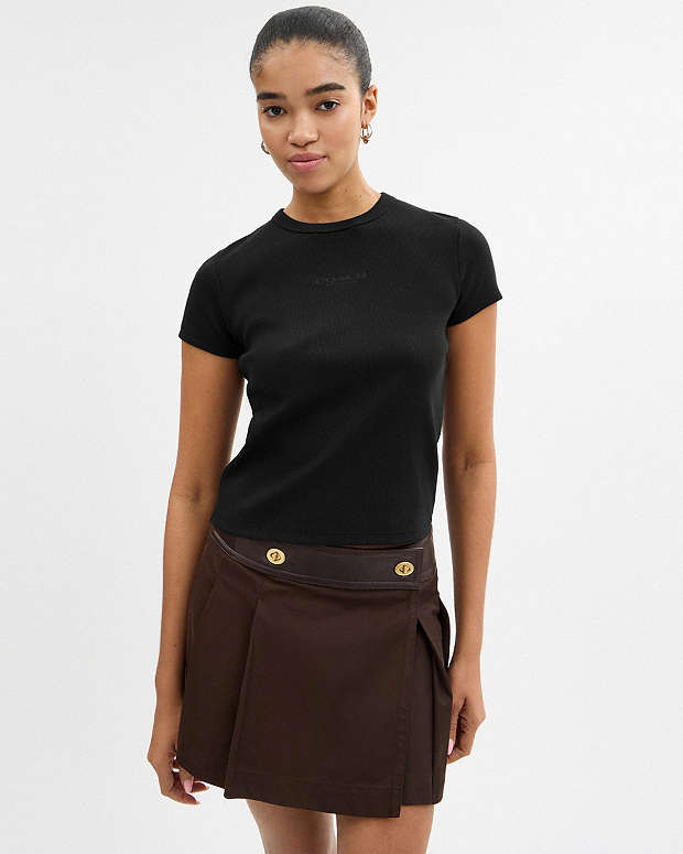 New York Ribbed T Shirt Black Black