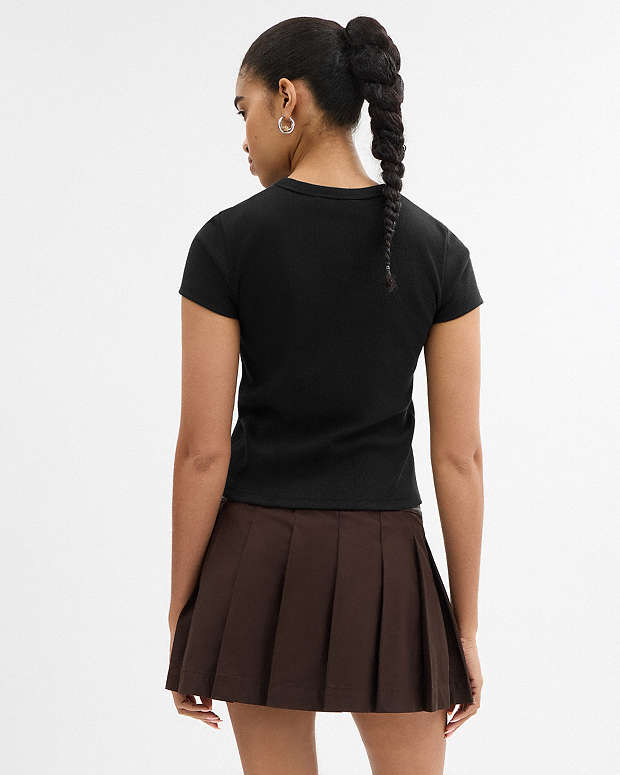 New York Ribbed T Shirt Black Black