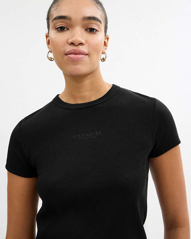 New York Ribbed T Shirt Black Black
