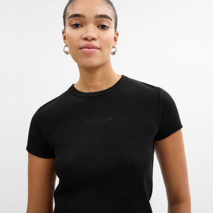 Coach New York Ribbed T Shirt Black