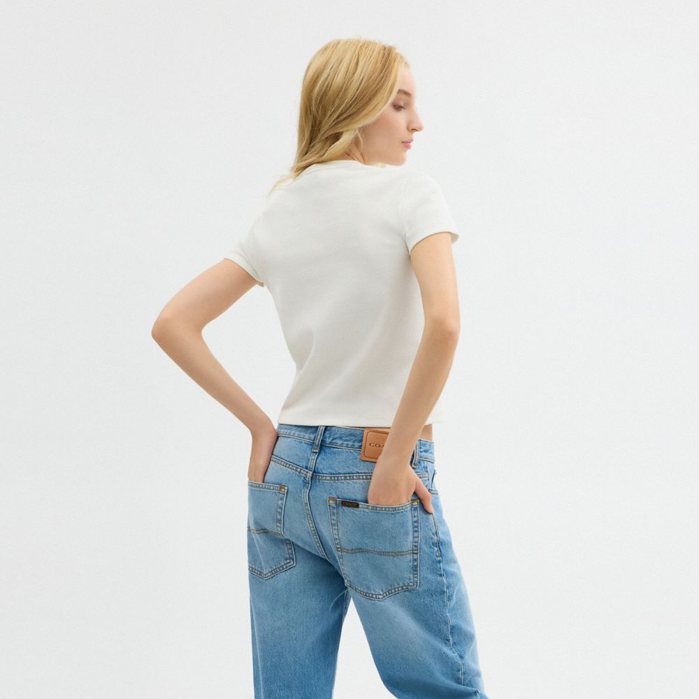 Coach New York Ribbed T Shirt White