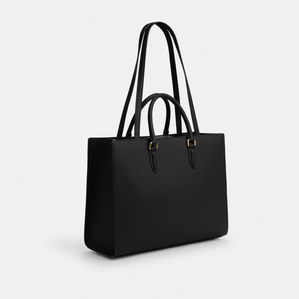 Maggie Tote Bag Pebbled Leather-Gold-Black Pebbled Leather-Gold-Black