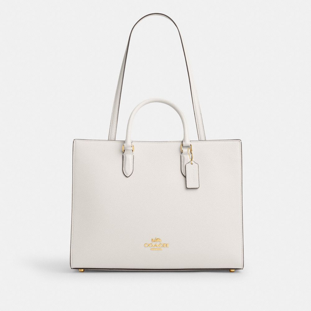Maggie Tote Bag Pebbled Leather-Gold-Chalk Pebbled Leather-Gold-Chalk