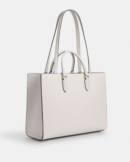 Maggie Tote Bag Pebbled Leather-Gold-Chalk Pebbled Leather-Gold-Chalk