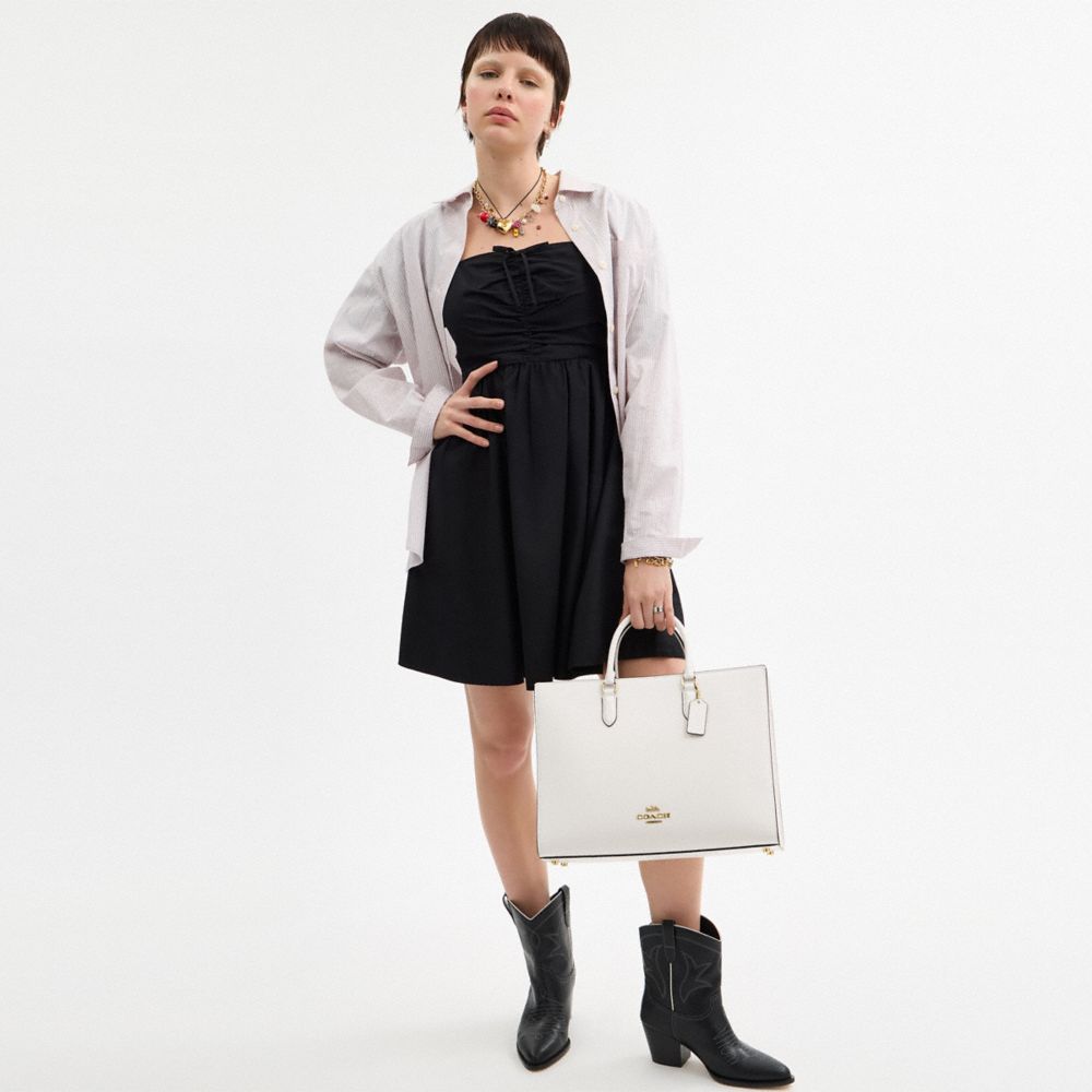 Maggie Tote Bag Pebbled Leather-Gold-Chalk Pebbled Leather-Gold-Chalk