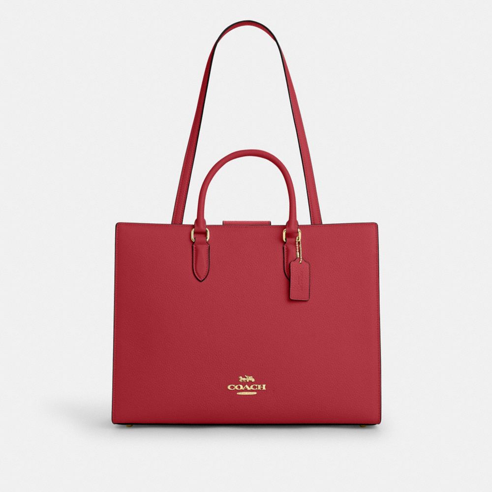 Coach Maggie Tote Bag Gold True Red