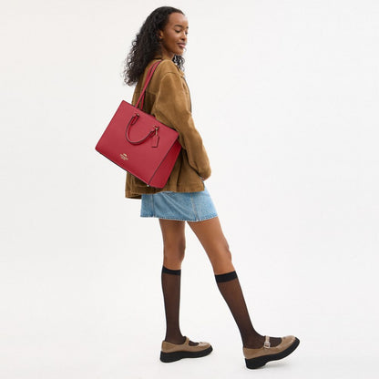 Coach Maggie Tote Bag Gold True Red