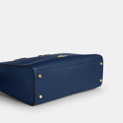 Coach Maggie Tote Bag Gold Deep Blue