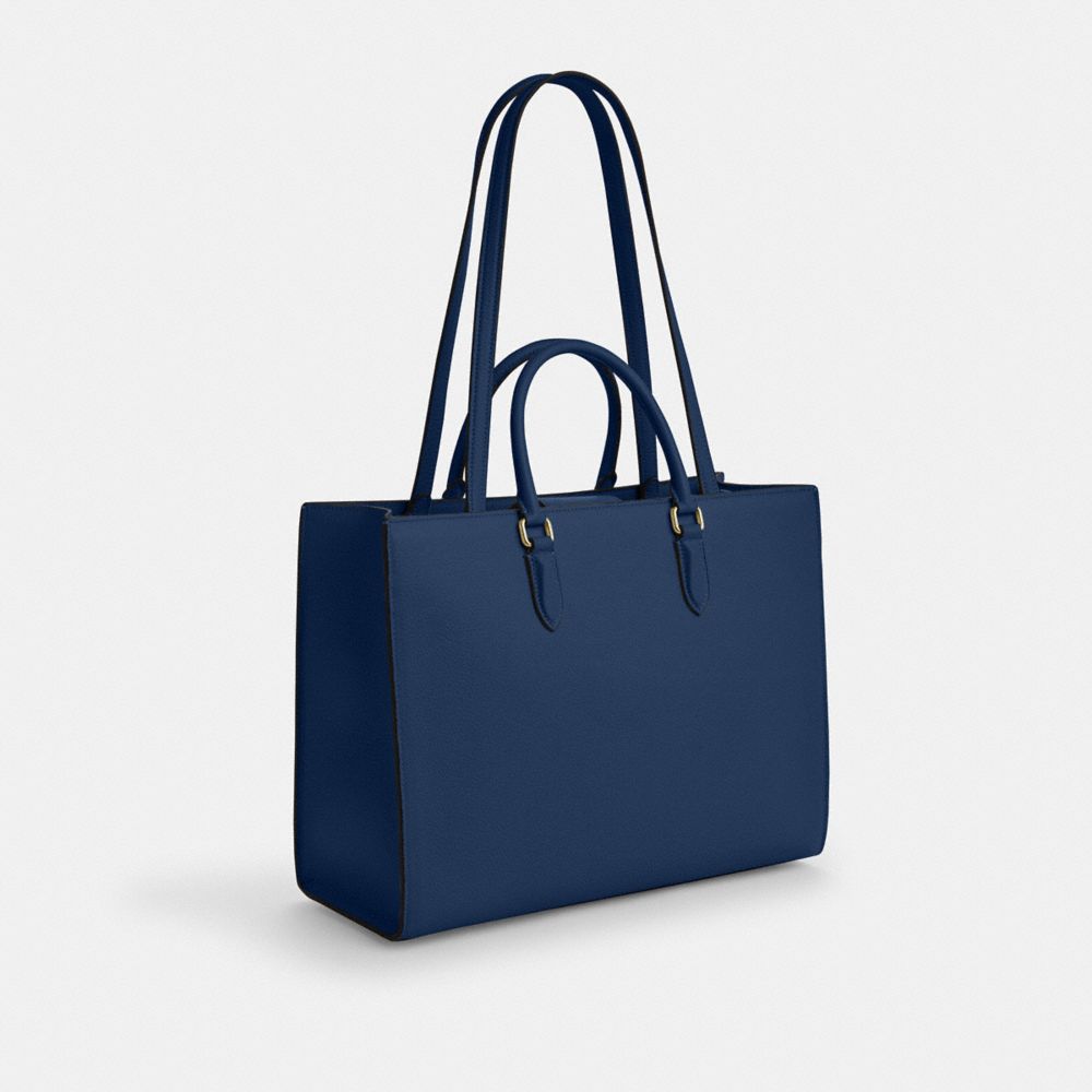 Maggie Tote Bag Pebbled Leather-Gold-Deep Blue Pebbled Leather-Gold-Deep Blue