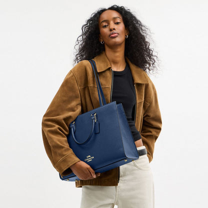 Coach Maggie Tote Bag Gold Deep Blue