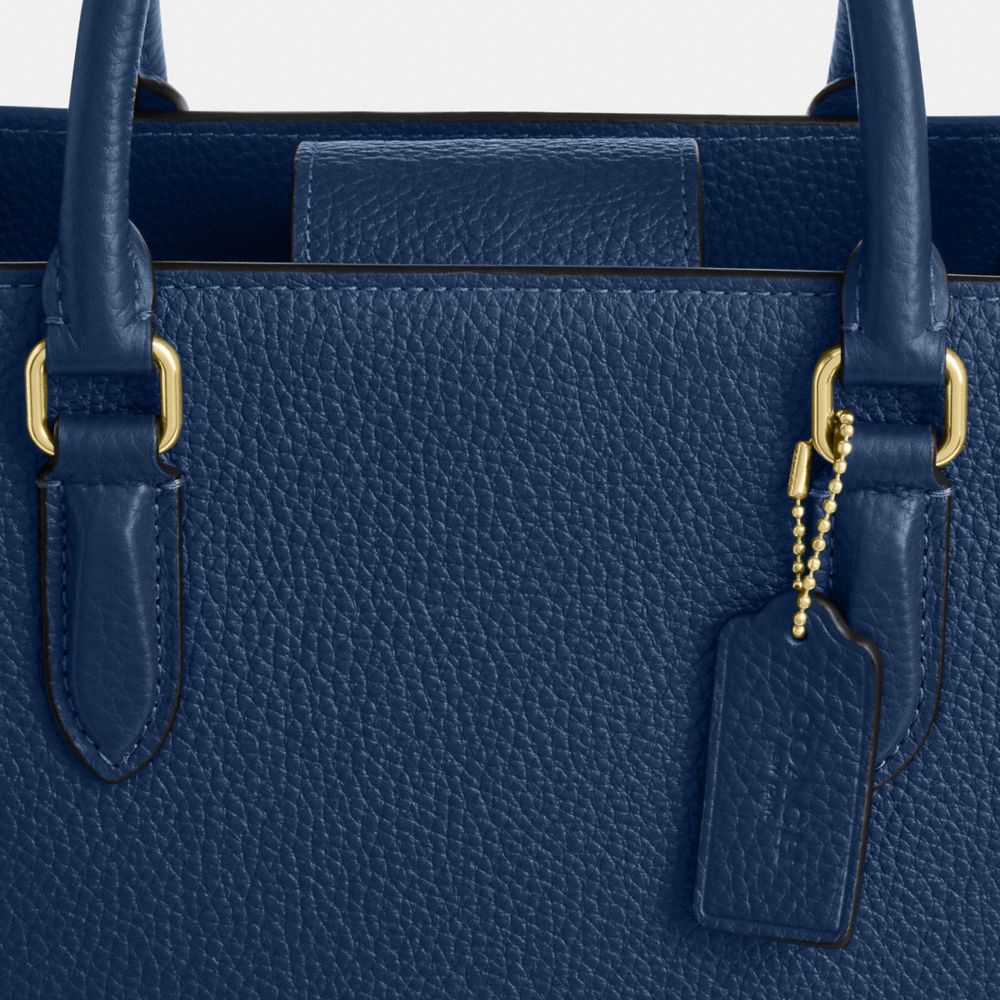 Coach Maggie Tote Bag Gold Deep Blue