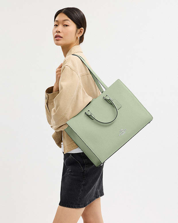 Maggie Tote Bag Pebbled Leather-Sv-Light Pistachio Pebbled Leather-Sv-Light Pistachio