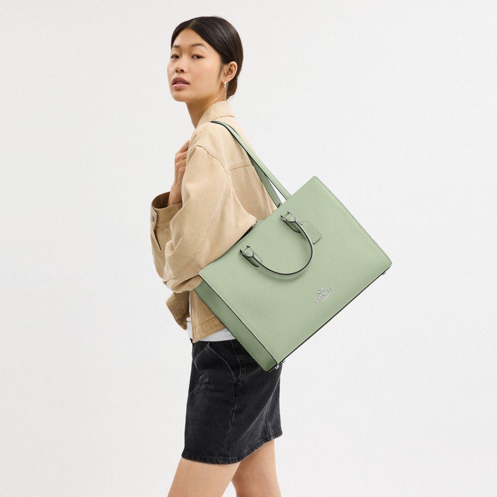 Maggie Tote Bag Pebbled Leather-Sv-Light Pistachio Pebbled Leather-Sv-Light Pistachio