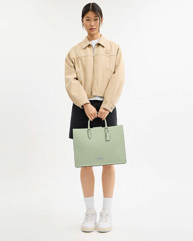 Maggie Tote Bag Pebbled Leather-Sv-Light Pistachio Pebbled Leather-Sv-Light Pistachio