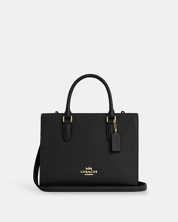 Maggie Small Tote Bag Pebbled Leather-Gold-Black Pebbled Leather-Gold-Black