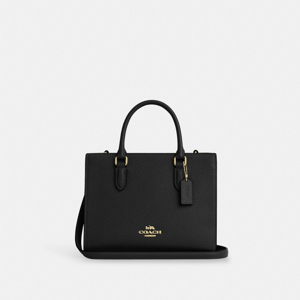 Maggie Small Tote Bag Pebbled Leather-Gold-Black Pebbled Leather-Gold-Black