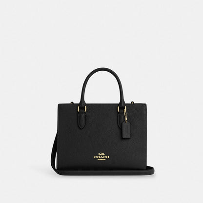 Maggie Small Tote Bag Pebbled Leather-Gold-Black Pebbled Leather-Gold-Black