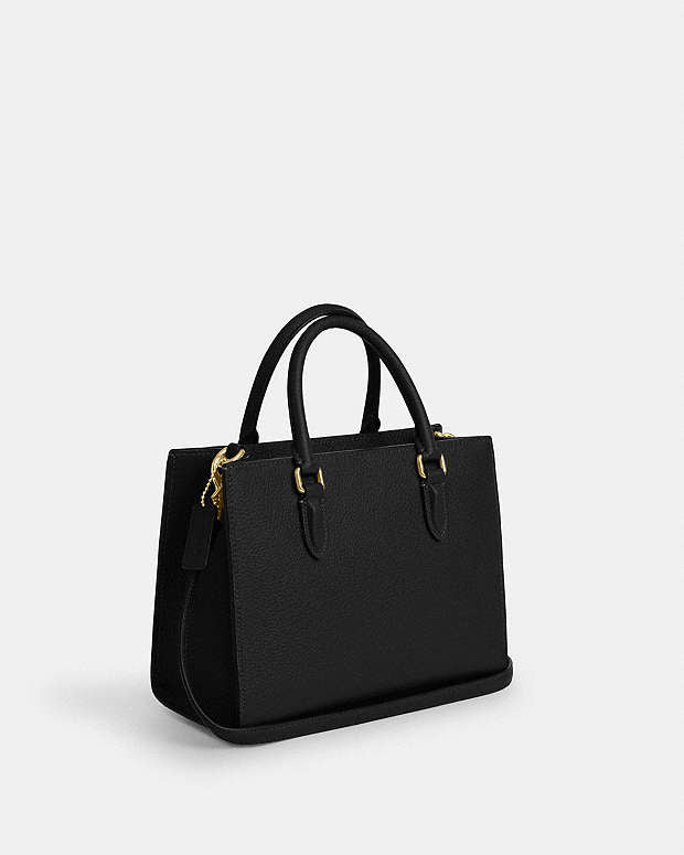 Maggie Small Tote Bag Pebbled Leather-Gold-Black Pebbled Leather-Gold-Black