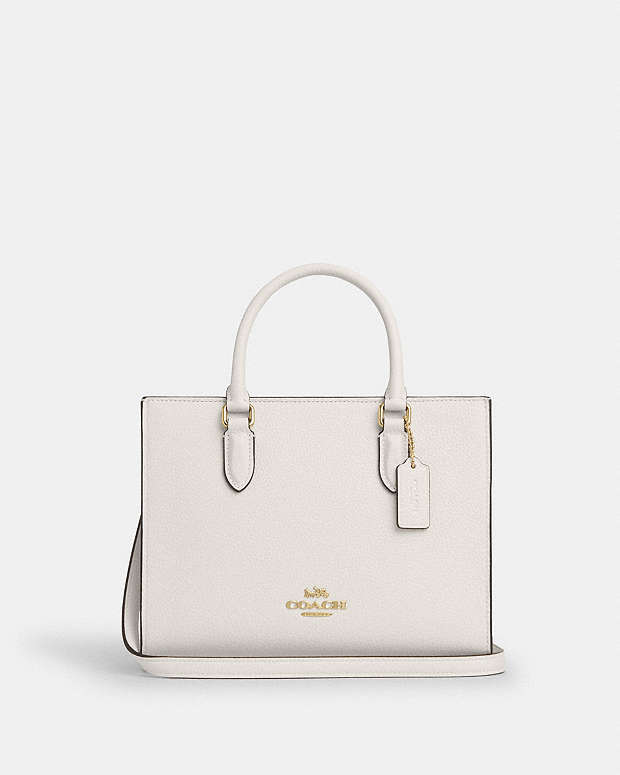 Maggie Small Tote Bag Pebbled Leather-Gold-Chalk Pebbled Leather-Gold-Chalk