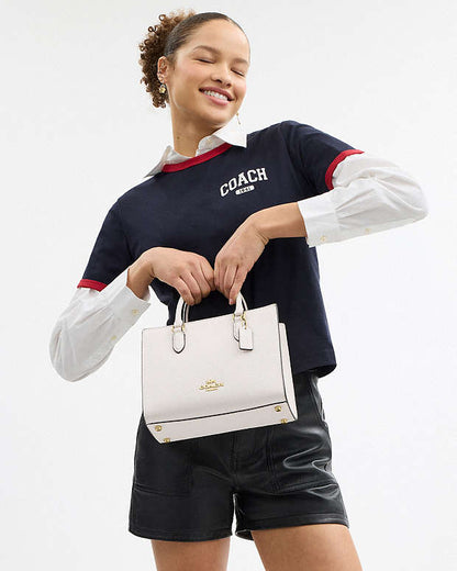 Maggie Small Tote Bag Pebbled Leather-Gold-Chalk Pebbled Leather-Gold-Chalk