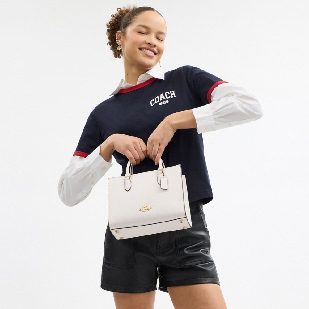 Maggie Small Tote Bag Pebbled Leather-Gold-Chalk Pebbled Leather-Gold-Chalk