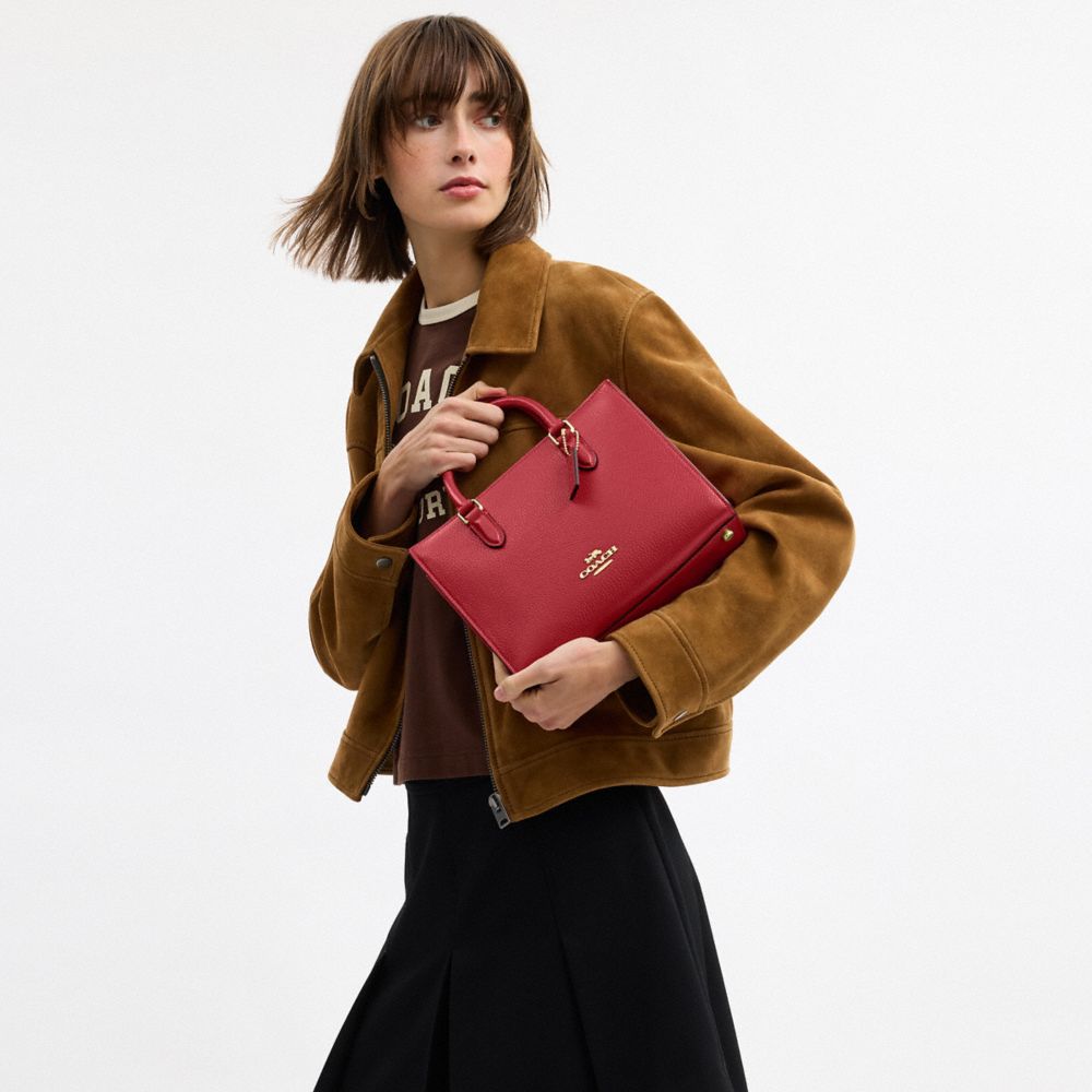 Coach Maggie Small Tote Bag Gold True Red