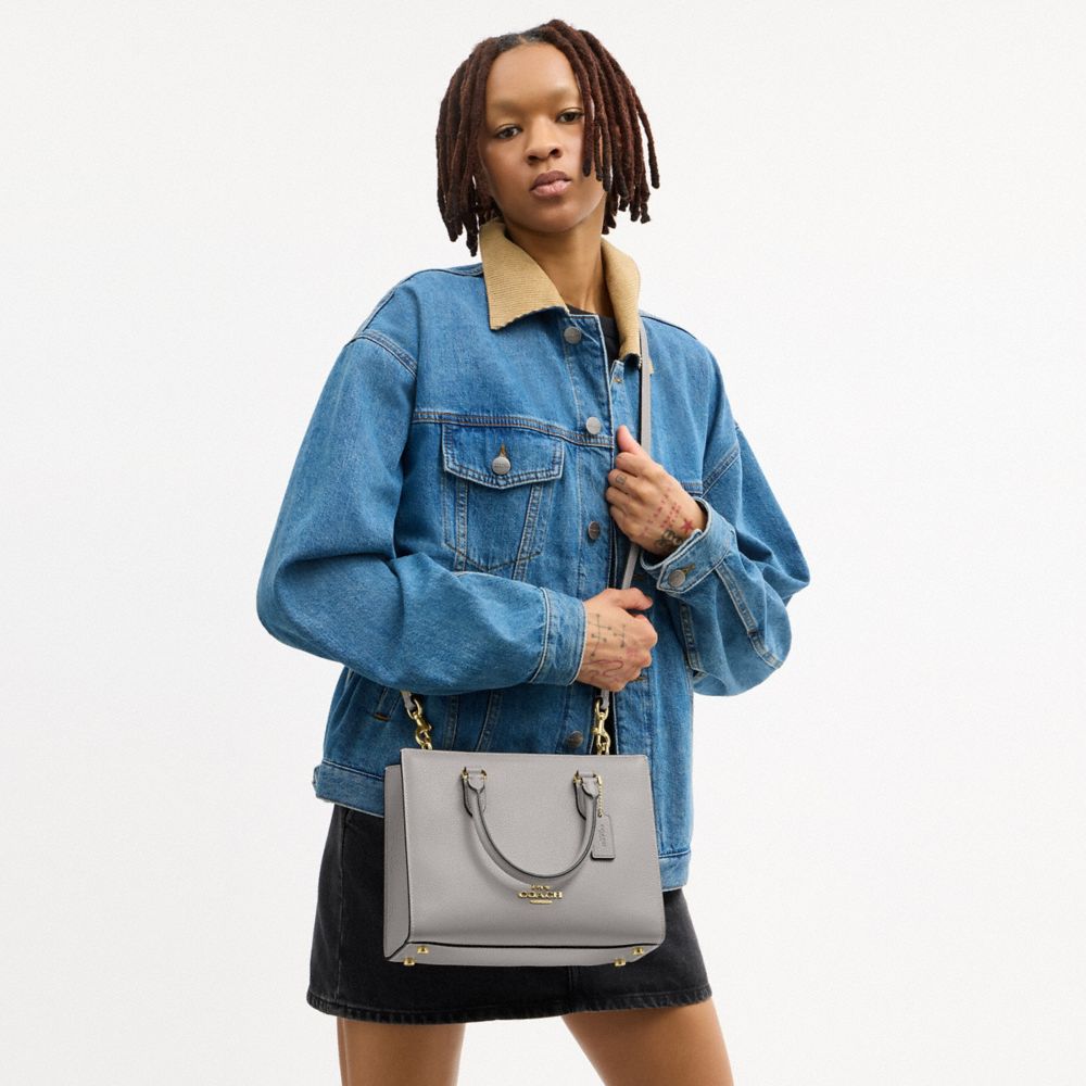 Coach Maggie Small Tote Bag Gold Dove Grey