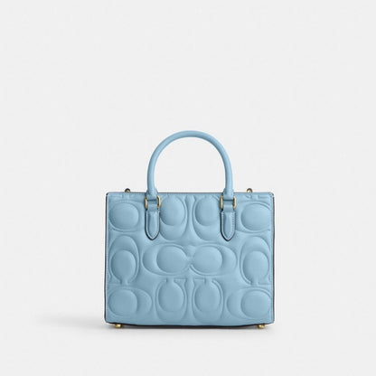 Coach Maggie Small Tote Bag In Signature Leather Gold Azure