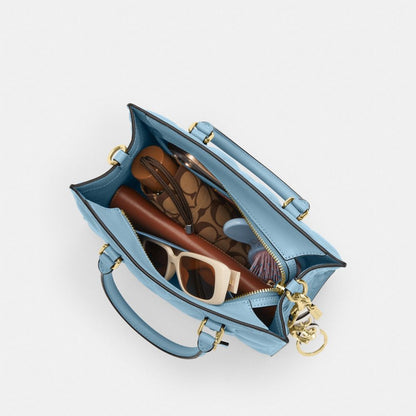 Coach Maggie Small Tote Bag In Signature Leather Gold Azure