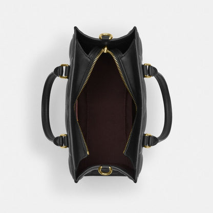 Coach Maggie Small Tote Bag In Signature Leather Gold Black