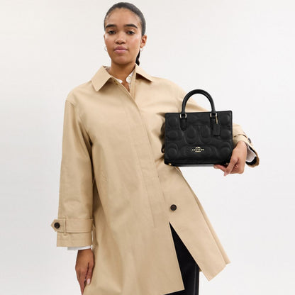 Coach Maggie Small Tote Bag In Signature Leather Gold Black