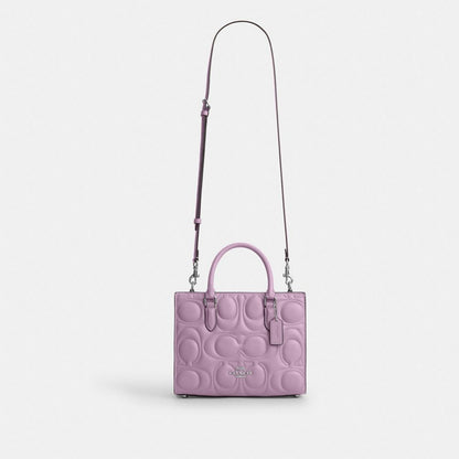 Coach Maggie Small Tote Bag In Signature Leather Silver