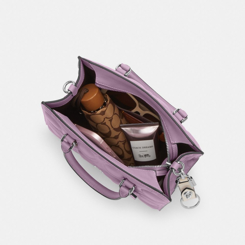 Coach Maggie Small Tote Bag In Signature Leather Silver