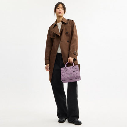 Coach Maggie Small Tote Bag In Signature Leather Silver