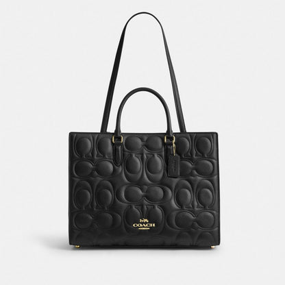 Coach Maggie Tote Bag In Signature Leather Gold Black