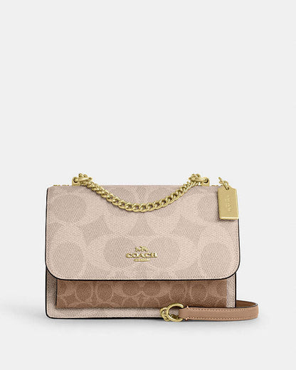 Klare Crossbody Bag In Blocked Signature Canvas Signature Canvas-Gold-Sand-Tan Signature Canvas-Gold-Sand-Tan