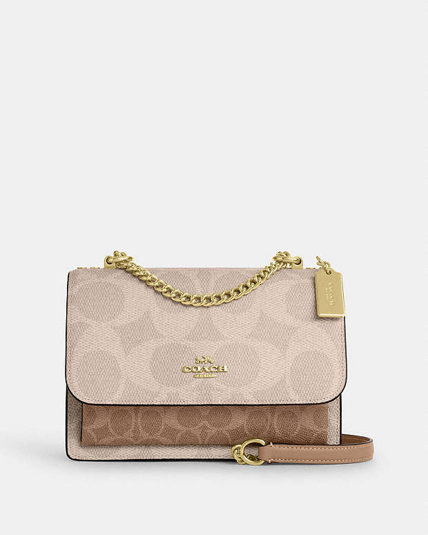 Klare Crossbody Bag In Blocked Signature Canvas Signature Canvas-Gold-Sand-Tan Signature Canvas-Gold-Sand-Tan