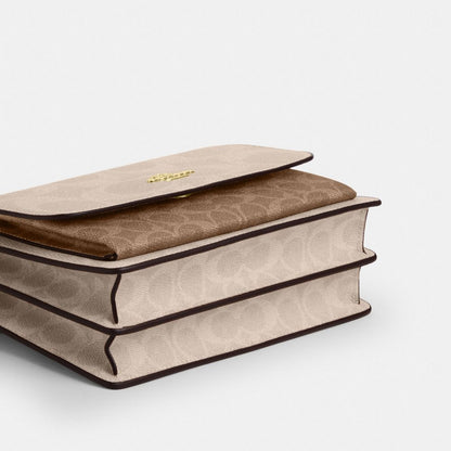 Coach Klare Crossbody Bag In Blocked Signature Canvas Gold Sand Tan