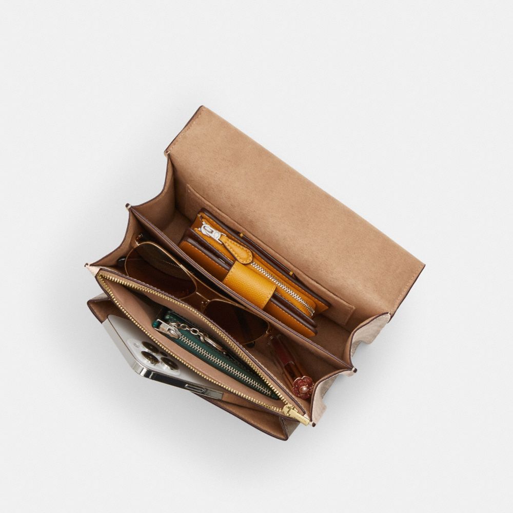 Coach Klare Crossbody Bag In Blocked Signature Canvas Gold Sand Tan