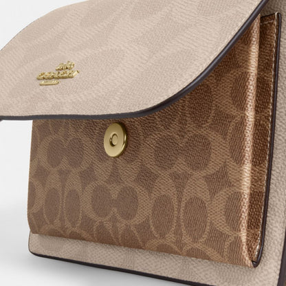 Coach Klare Crossbody Bag In Blocked Signature Canvas Gold Sand Tan