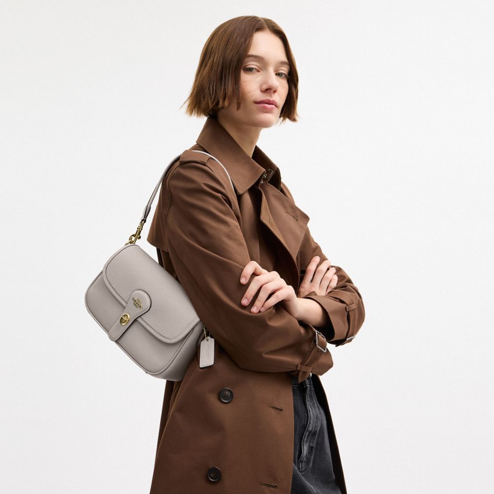 Coach Hadley Shoulder Bag Gold Grey Birch