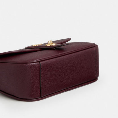 Coach Hadley Shoulder Bag Gold Dark Wine