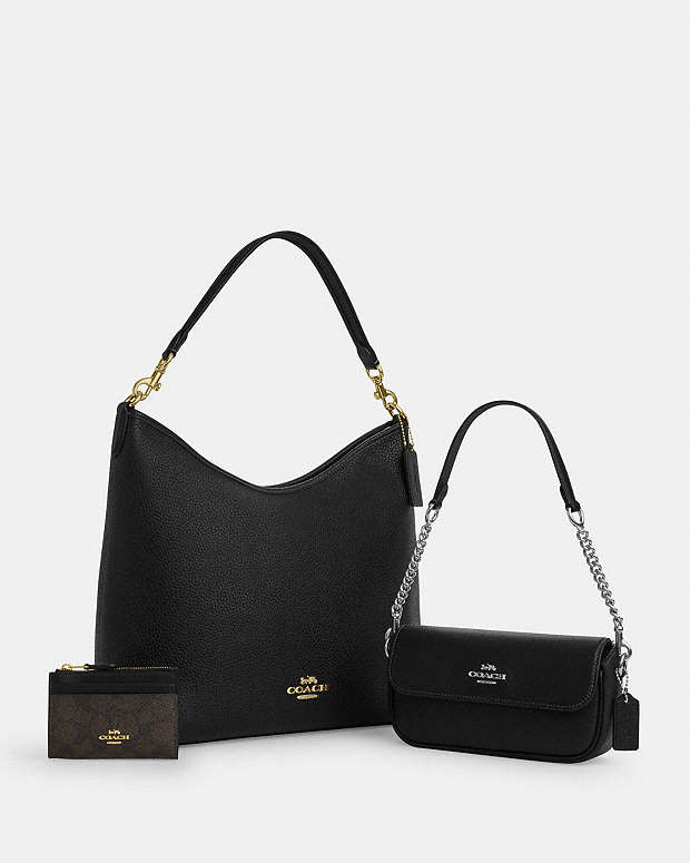 Large Laurel Shoulder Bag & Hailey Flap Bag With Wallet Gold-Dark Stone Gold-Dark Stone