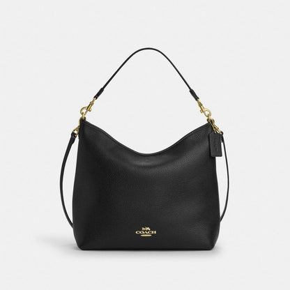 Laurel Large Shoulder Bag Pebbled Leather-Gold-Black Pebbled Leather-Gold-Black