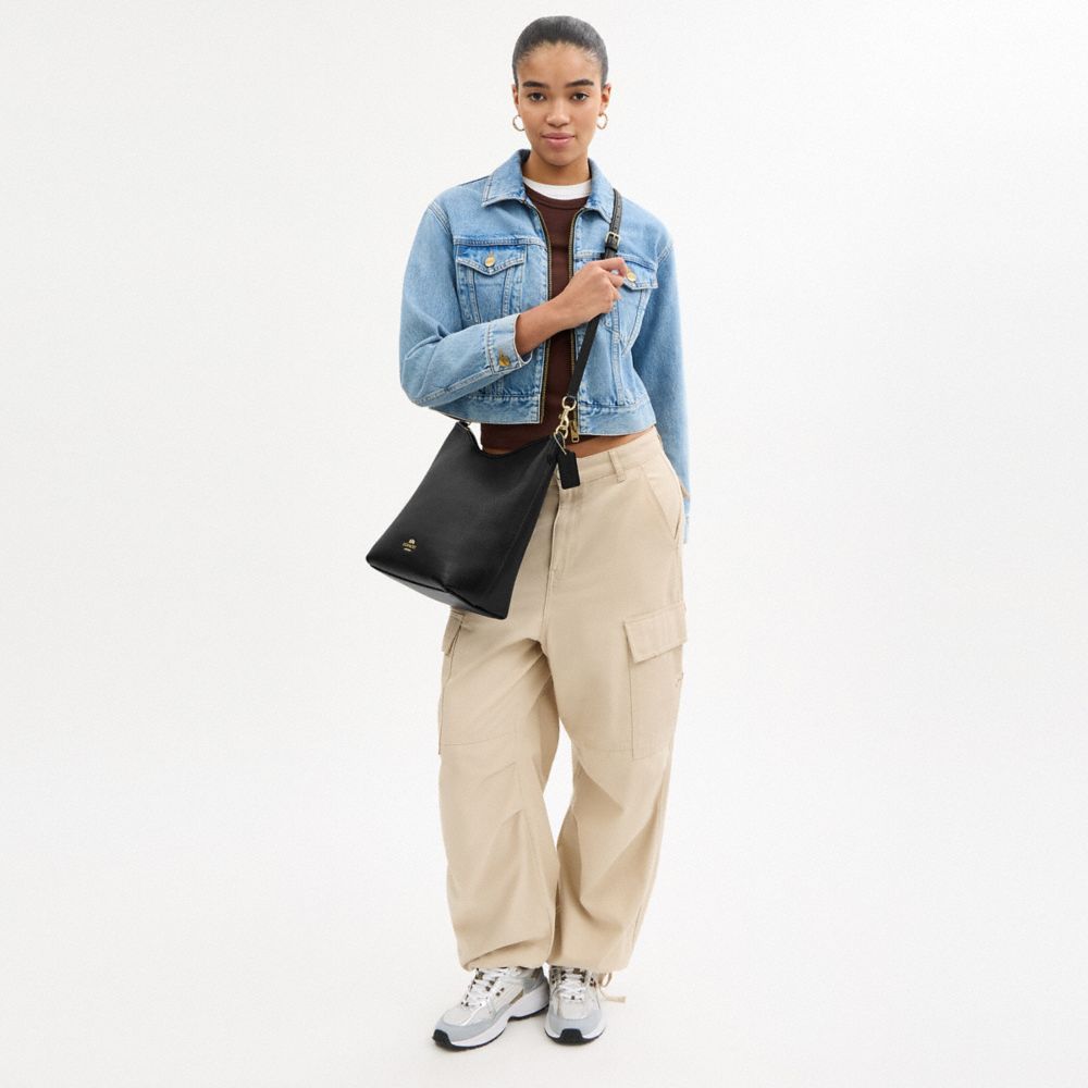Laurel Large Shoulder Bag Pebbled Leather-Gold-Black Pebbled Leather-Gold-Black
