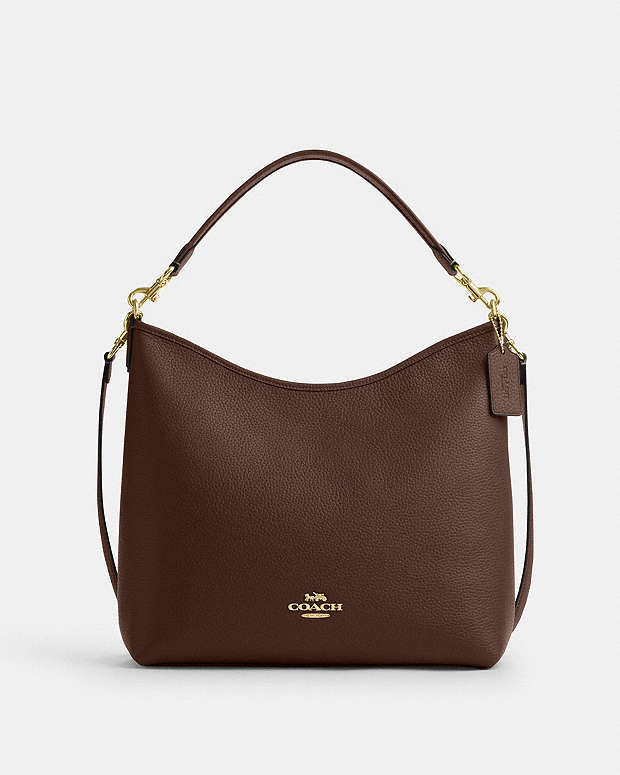 Laurel Large Shoulder Bag Pebbled Leather-Gold-Maple Pebbled Leather-Gold-Maple